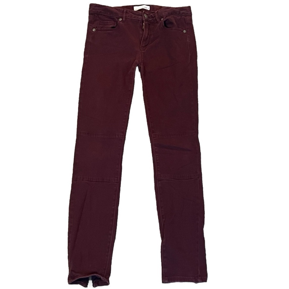LOFT Legging Skinny Low Rise Burgundy Dark Red Low Rise Ankle Zip Pants 00 24